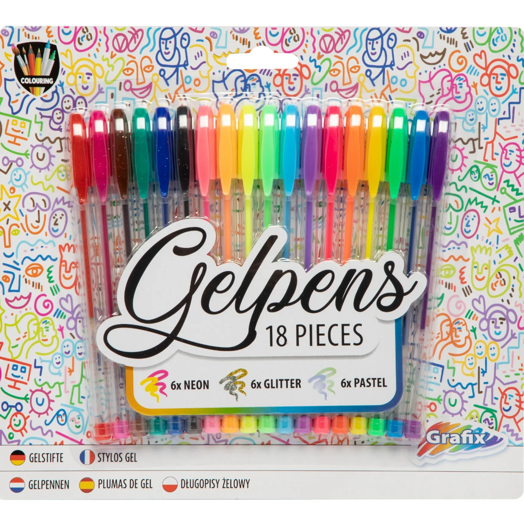 18 Gel Pennen (Neon Glitter Pastel)