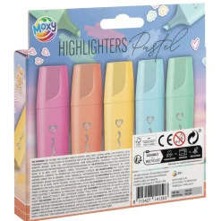 5 Highlighters Markeerstiften Pastel 12 x17,5 cm