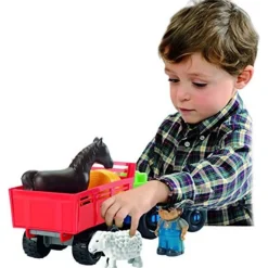 Abrick boerderijdieren met tractor en aanhanger