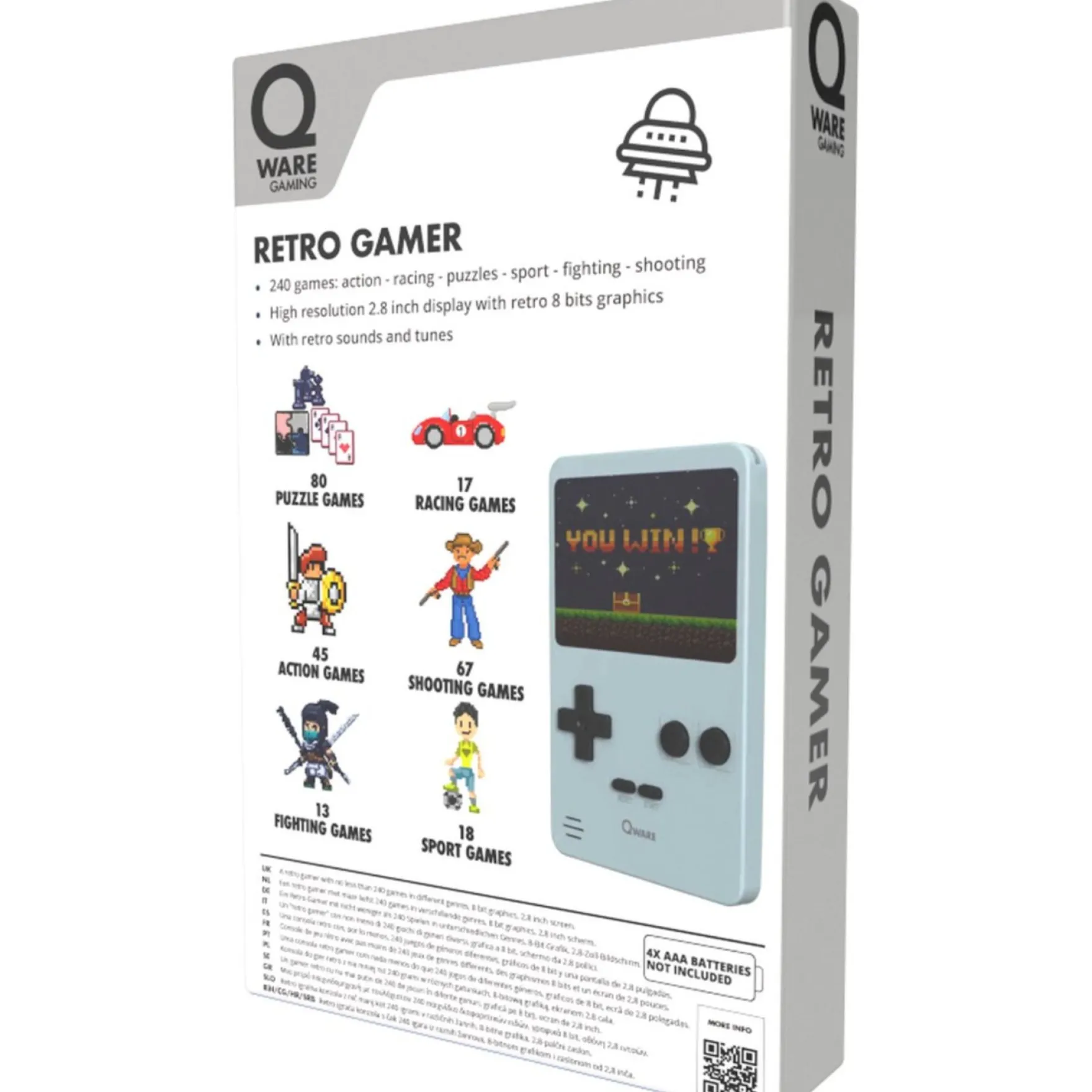 Arcade 240 in 1 mini game retro grijs