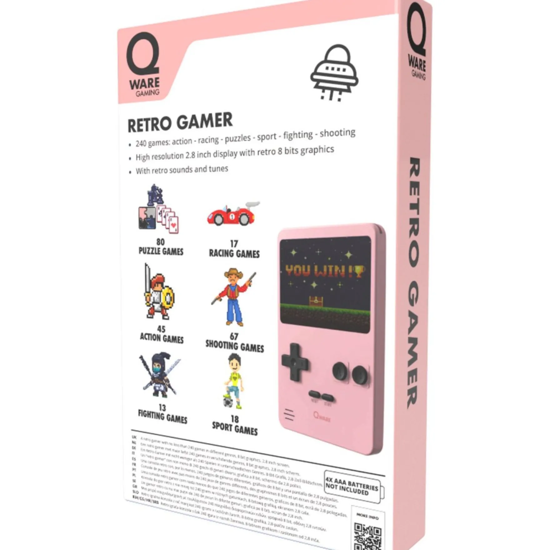 Arcade 240 in 1 mini game retro roze