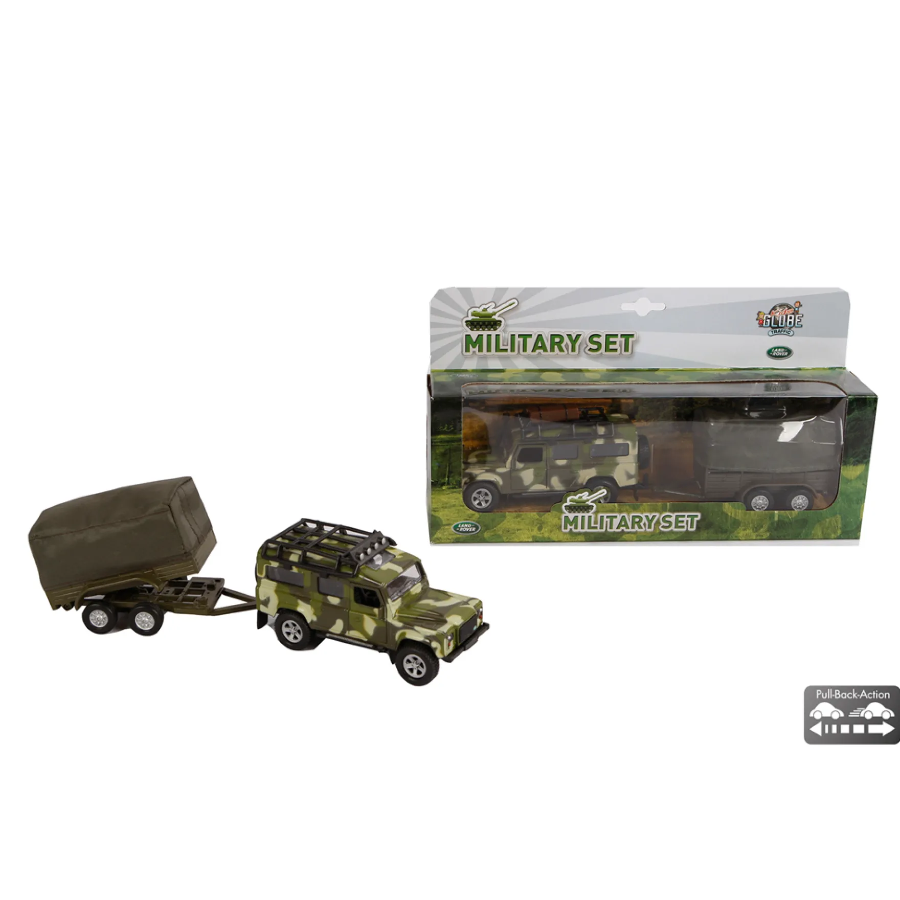 Auto Landrover "Military Defender" Met Aanhanger