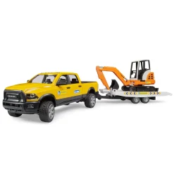 Auto Ram 2500 Power Wagen Rental Service met aanhangwagen en minibagger