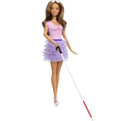 Barbie pop fashionista met paarse jurk