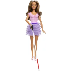Barbie pop fashionista met paarse jurk