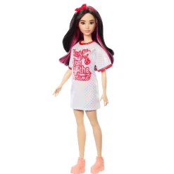 Barbie pop fashionista witte jurk donker haar