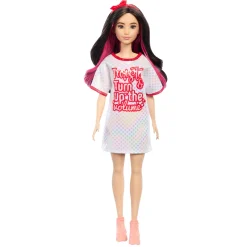 Barbie pop fashionista witte jurk donker haar