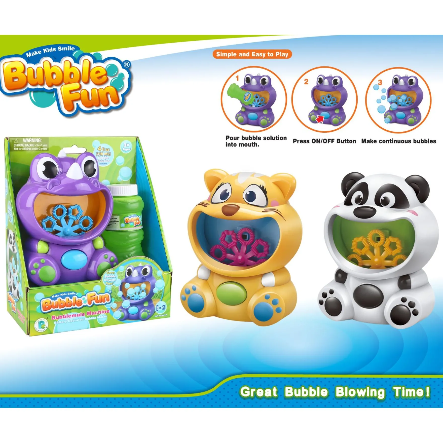 Bellenblaasmachine dier electronisch 3 assorti