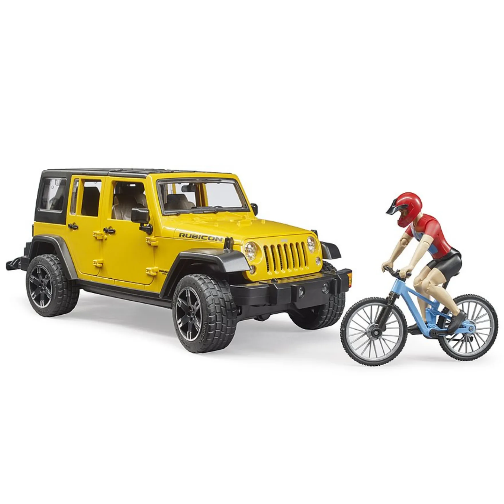 Bruder Auto Jeep Geel Met Mountainbiker