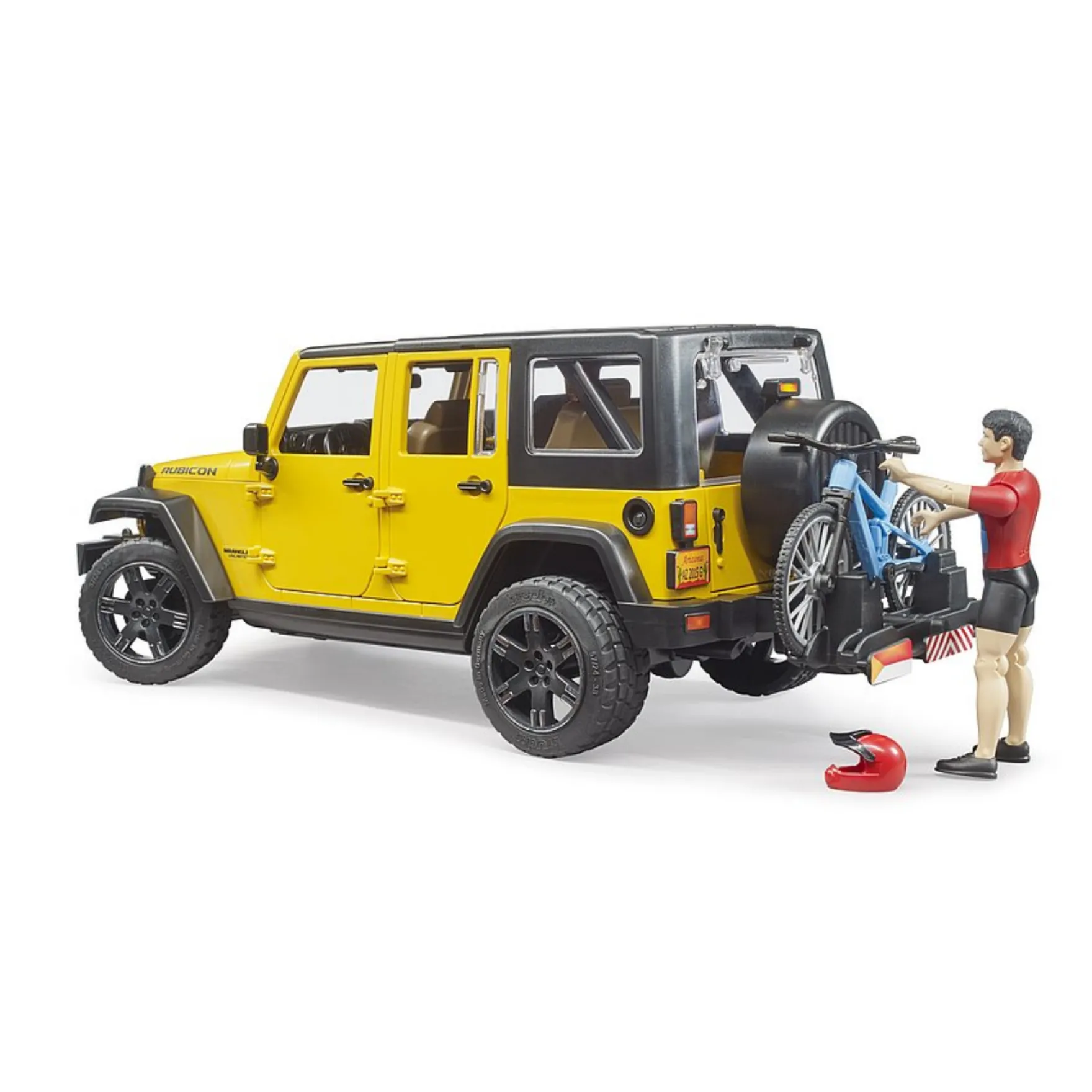 Bruder Auto Jeep Geel Met Mountainbiker