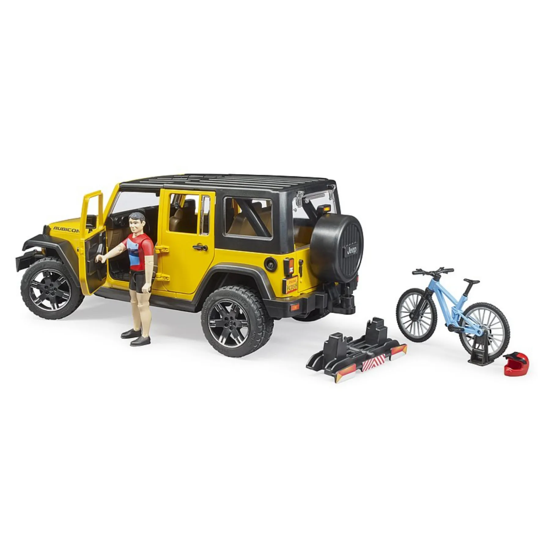 Bruder Auto Jeep Geel Met Mountainbiker