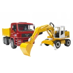 Bruder Auto Vrachtwagen MAN TGA Met Liebherr Graafmachine