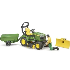 Bruder Figuur Tuinman Met Zitgrasmaaier Met Aanhanger