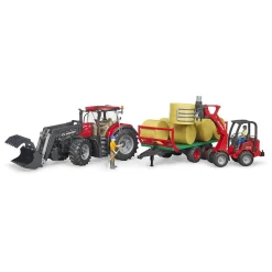 Bruder Tractor Case Met Balenaanhanger