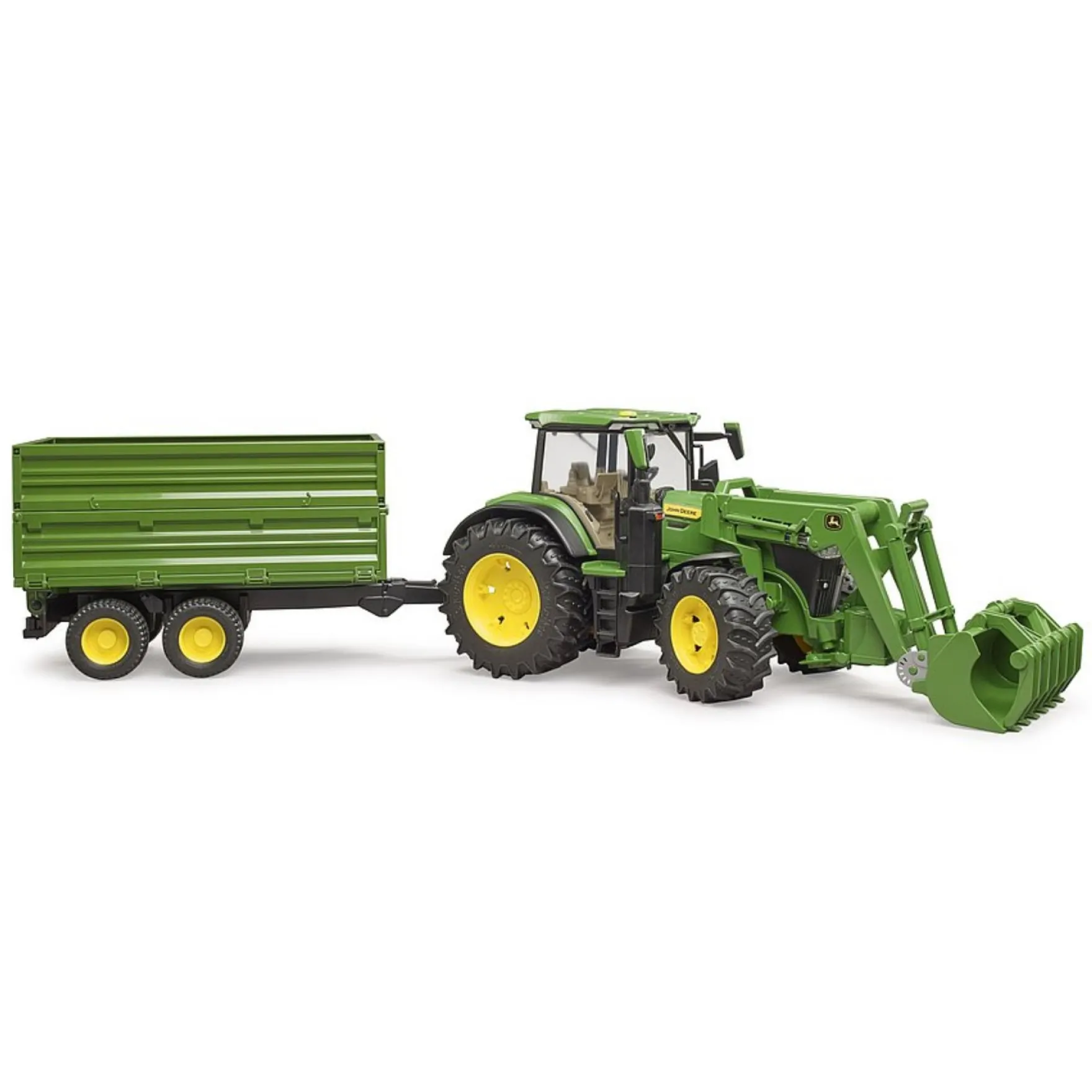 Bruder Tractor John Deere 7R 350 Met Aanhanger