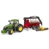 Bruder Tractor John Deere 7R 350 Met Boomaanhanger