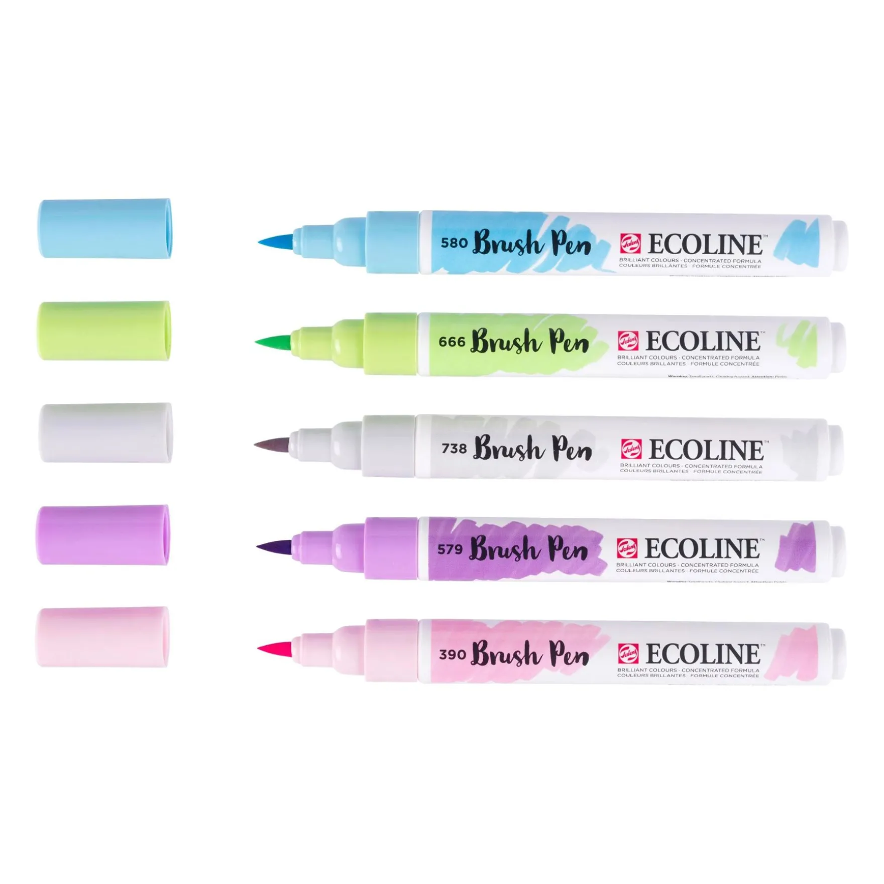 Bruynzeel brush pen set ecoline pastel 5 stuks