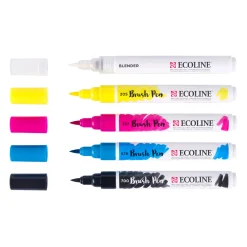 Bruynzeel brush pen set ecoline primair 5 kleuren
