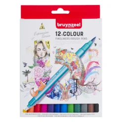 Bruynzeel Creatives fineliner en brushpen in 1 12 kleuren