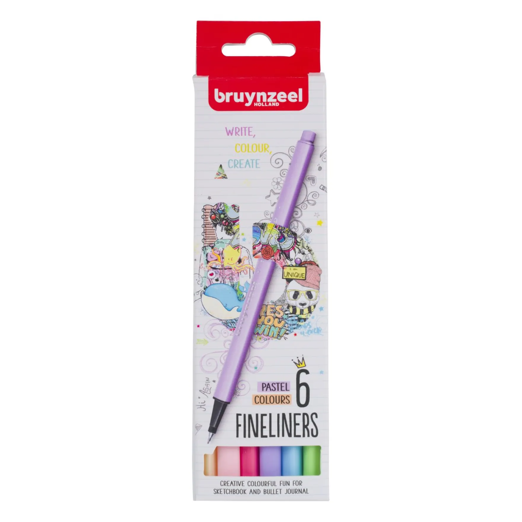 Bruynzeel Fineliner Set 6 Kleuren Pastel