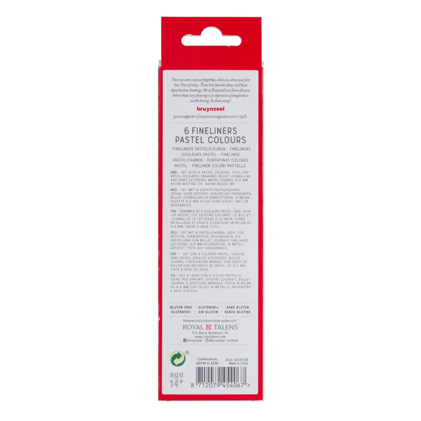 Bruynzeel Fineliner Set 6 Kleuren Pastel