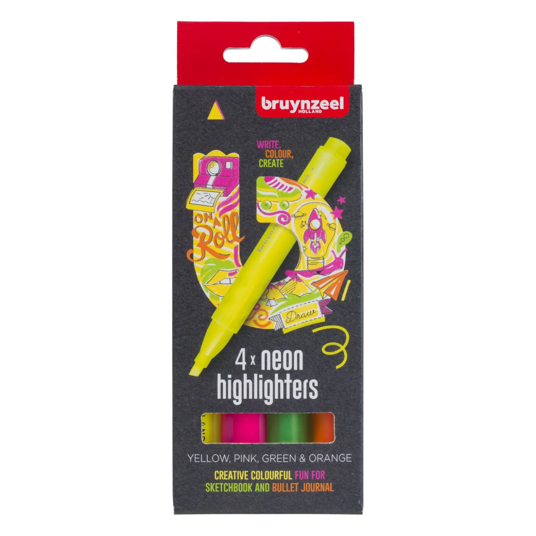 Bruynzeel markeerstiften neon 4 kleuren