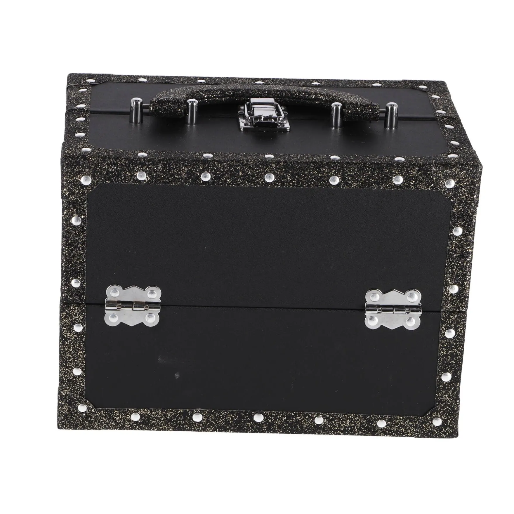 Casuelle Make-Up Koffer Zwart Met Gouden Glitters