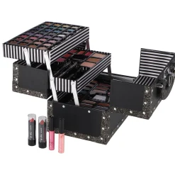 Casuelle Make-Up Koffer Zwart Met Gouden Glitters