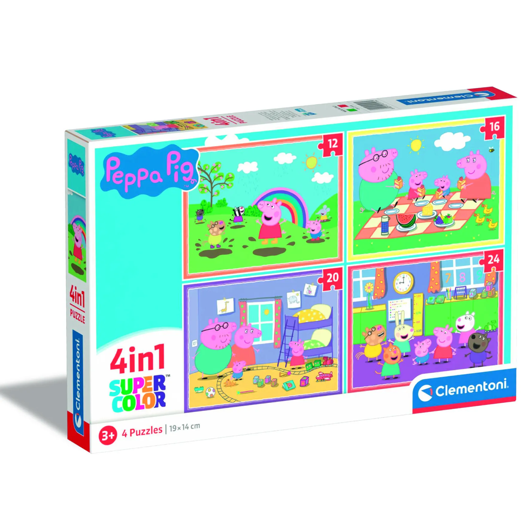 Clementoni Peppa Pig 4 in 1 puzzel 12, 16, 20, 24 stukjes