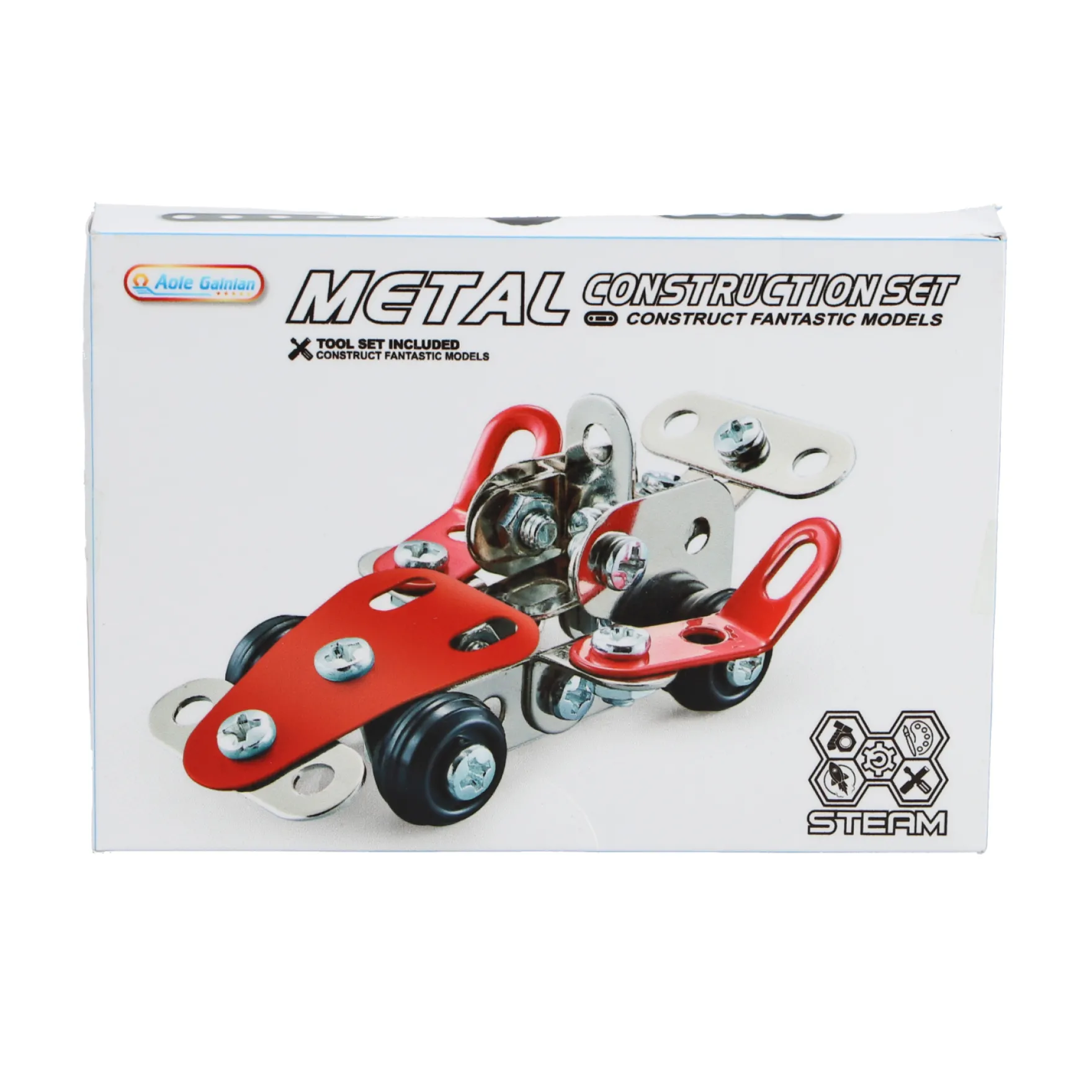 Constructieset voertuigen metaal 4 assorti