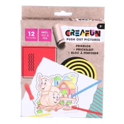 Creafun prikblok met prikpen en 12 sjablonen  boerderij