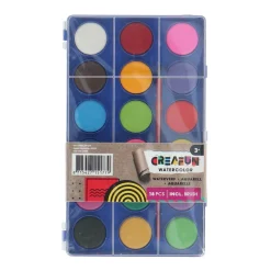Creafun waterverf tablet met 18 kleuren en kwast