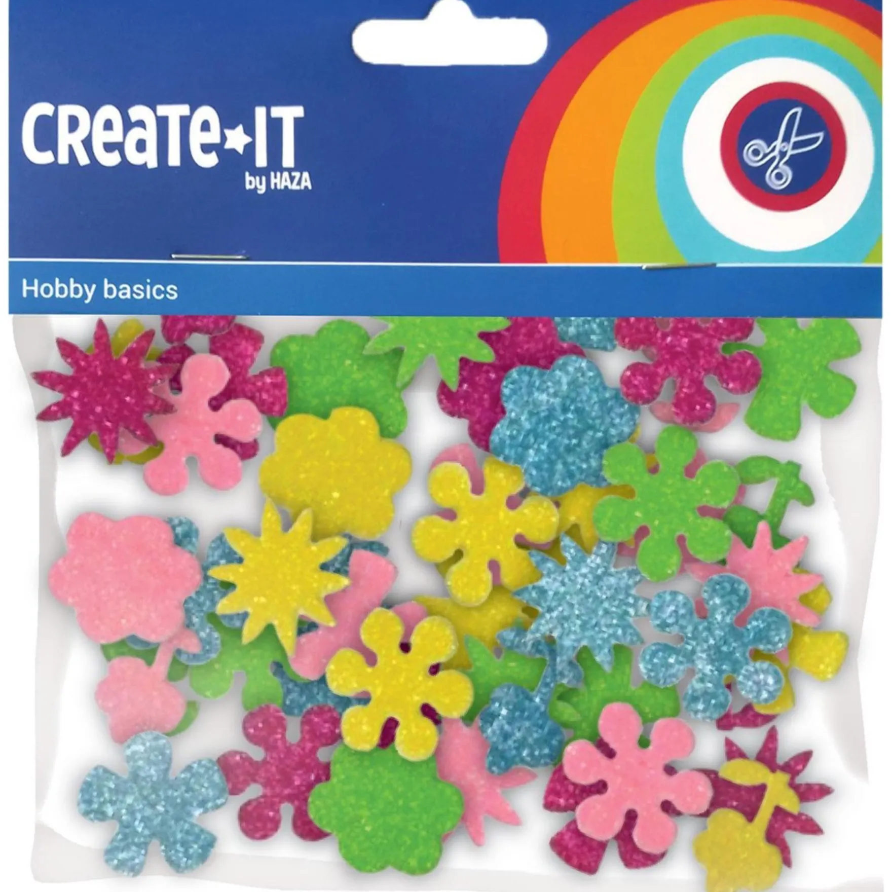 Create-It Foam Bloemenmix Glitter 25 Stuks