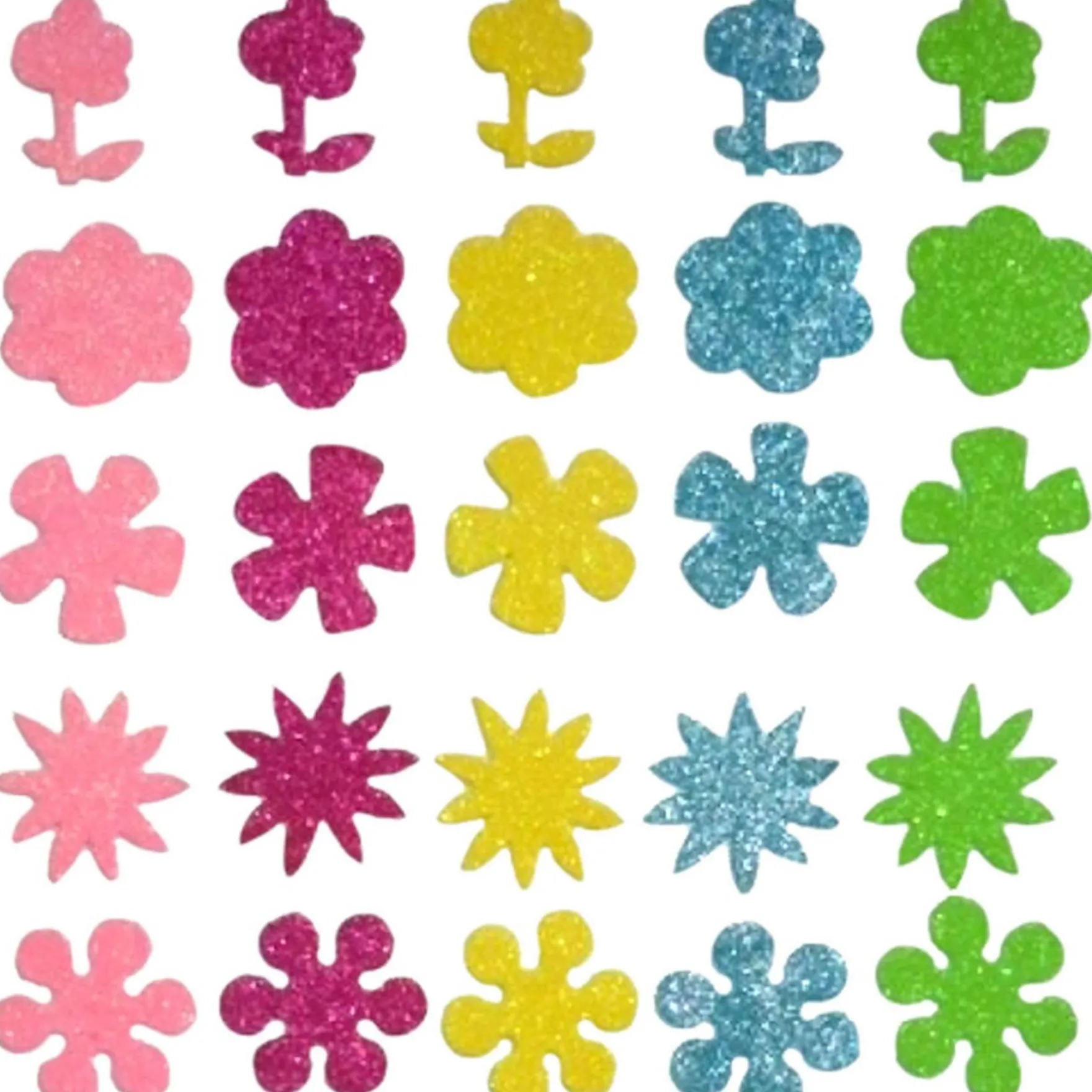 Create-It Foam Bloemenmix Glitter 25 Stuks