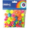 Create-It Pompoms Glitter Neon Mix 75 Stuks