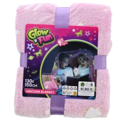 Deken eenhoorn glow in the dark 130 x 150 cm
