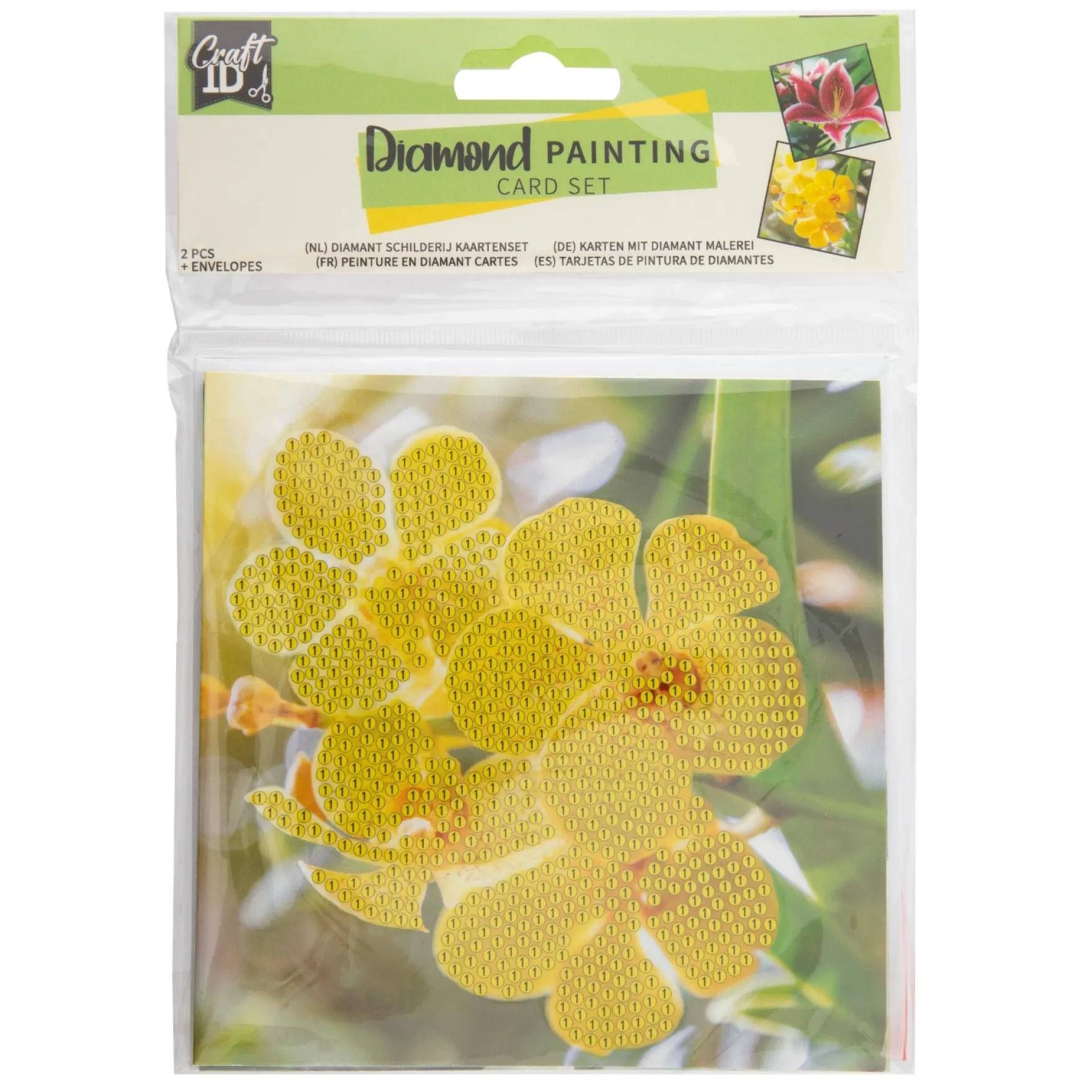 Diamond painting kaartenset 13x13 cm 2 stuks 3 assorti