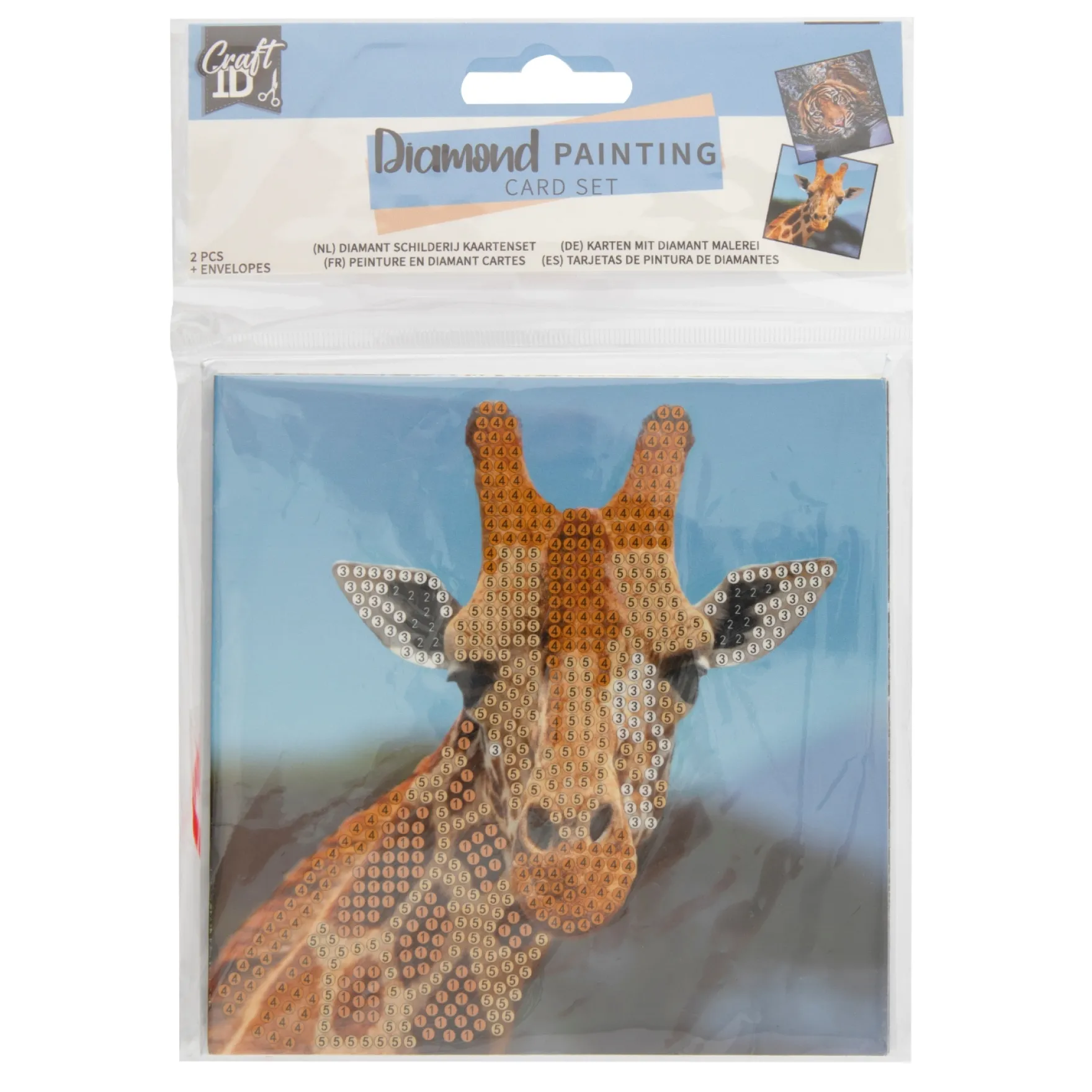 Diamond painting kaartenset 13x13 cm 2 stuks 3 assorti