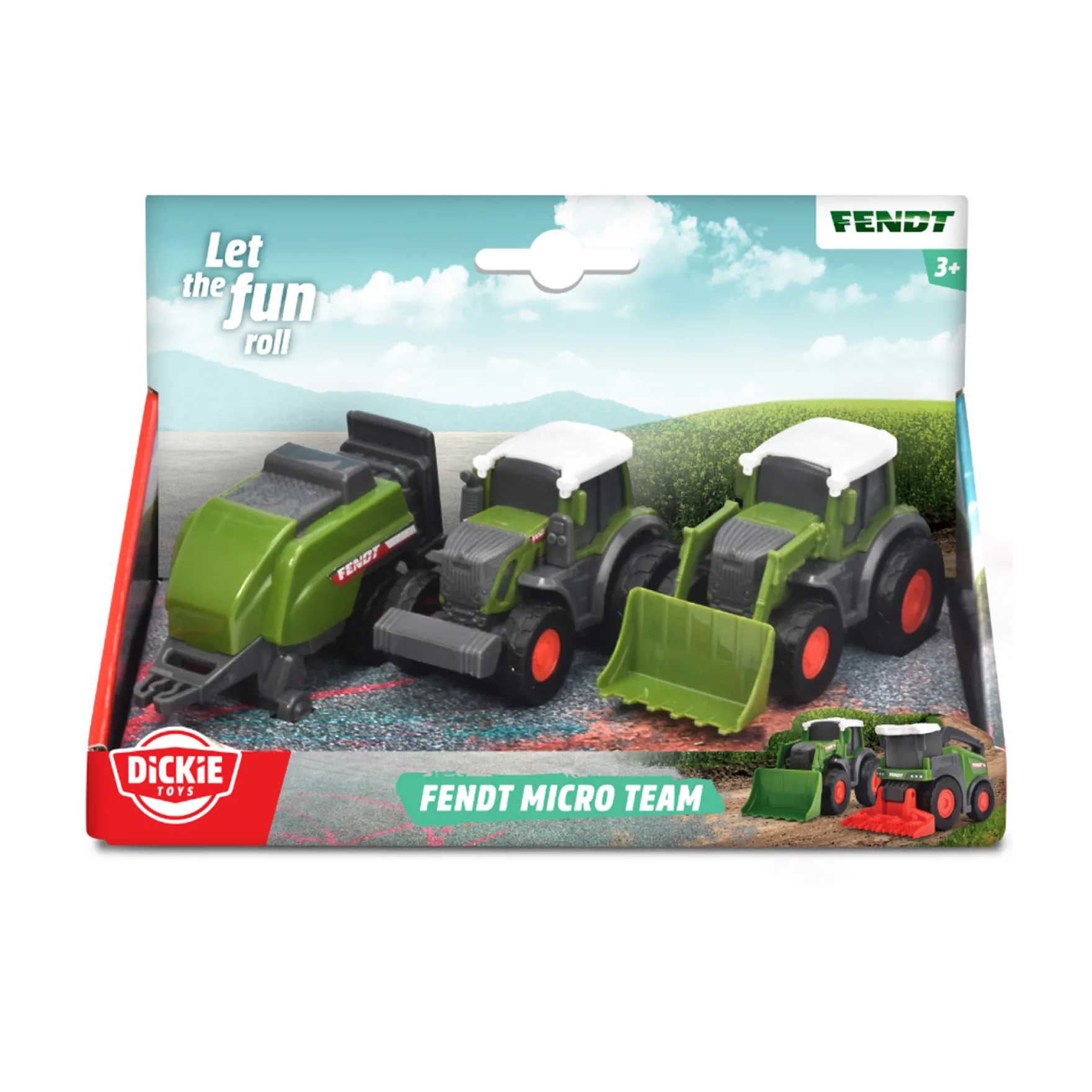 Dickie Toys Fendt Tractor 3-Delige set (3 Assorti) 9 Cm