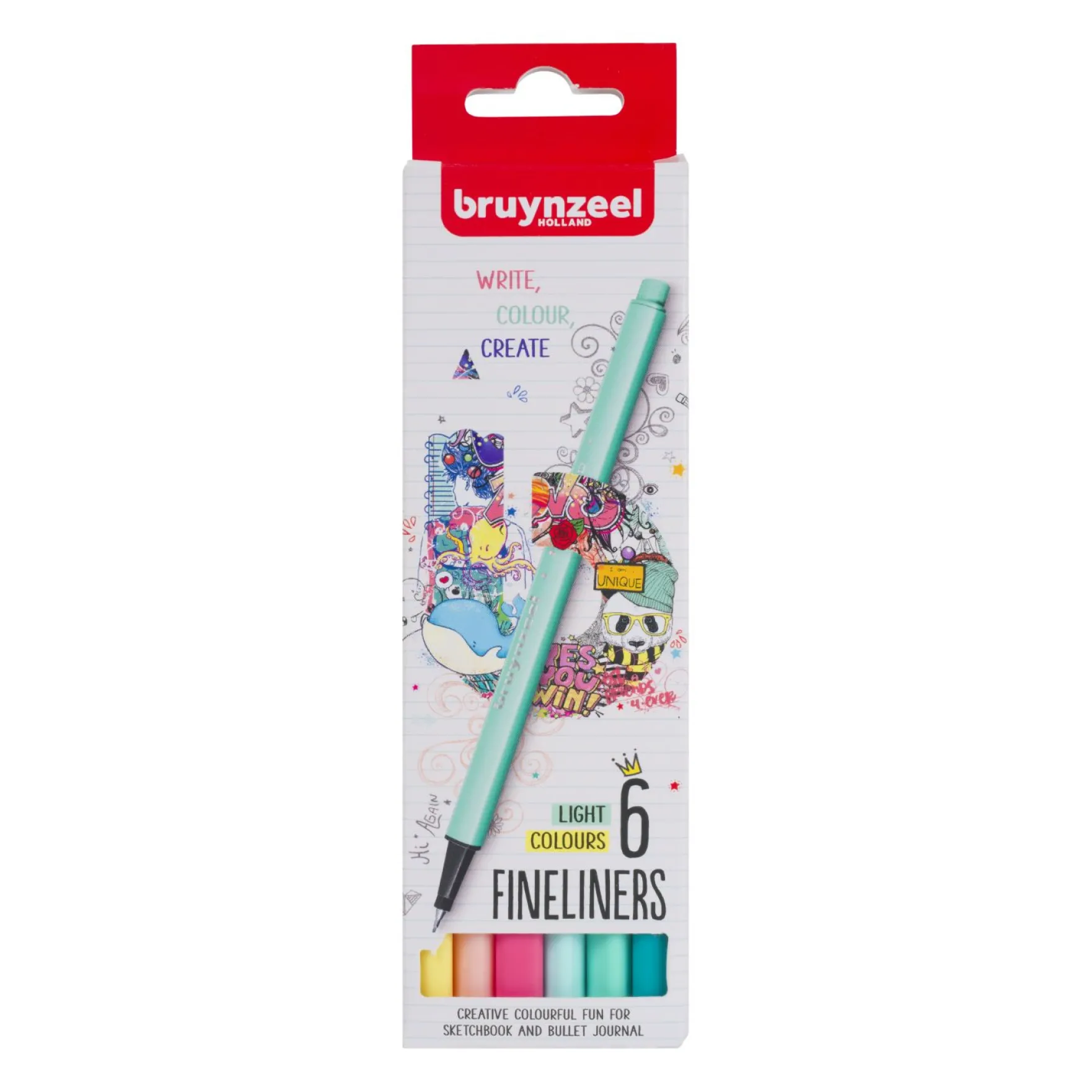 Fineliner Set 6 Kleuren Licht