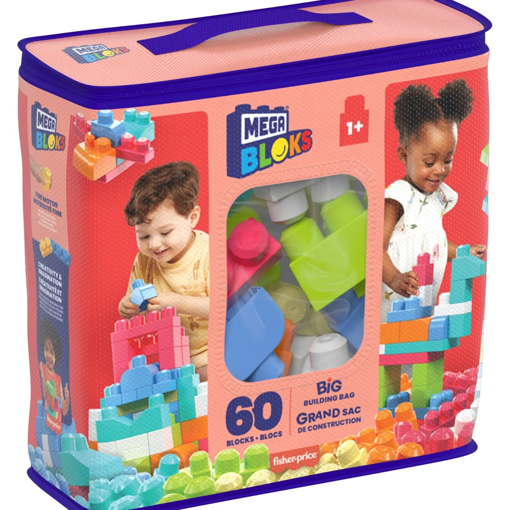 Fischer price mega bloks first builders blokkentas 60 stuks roze