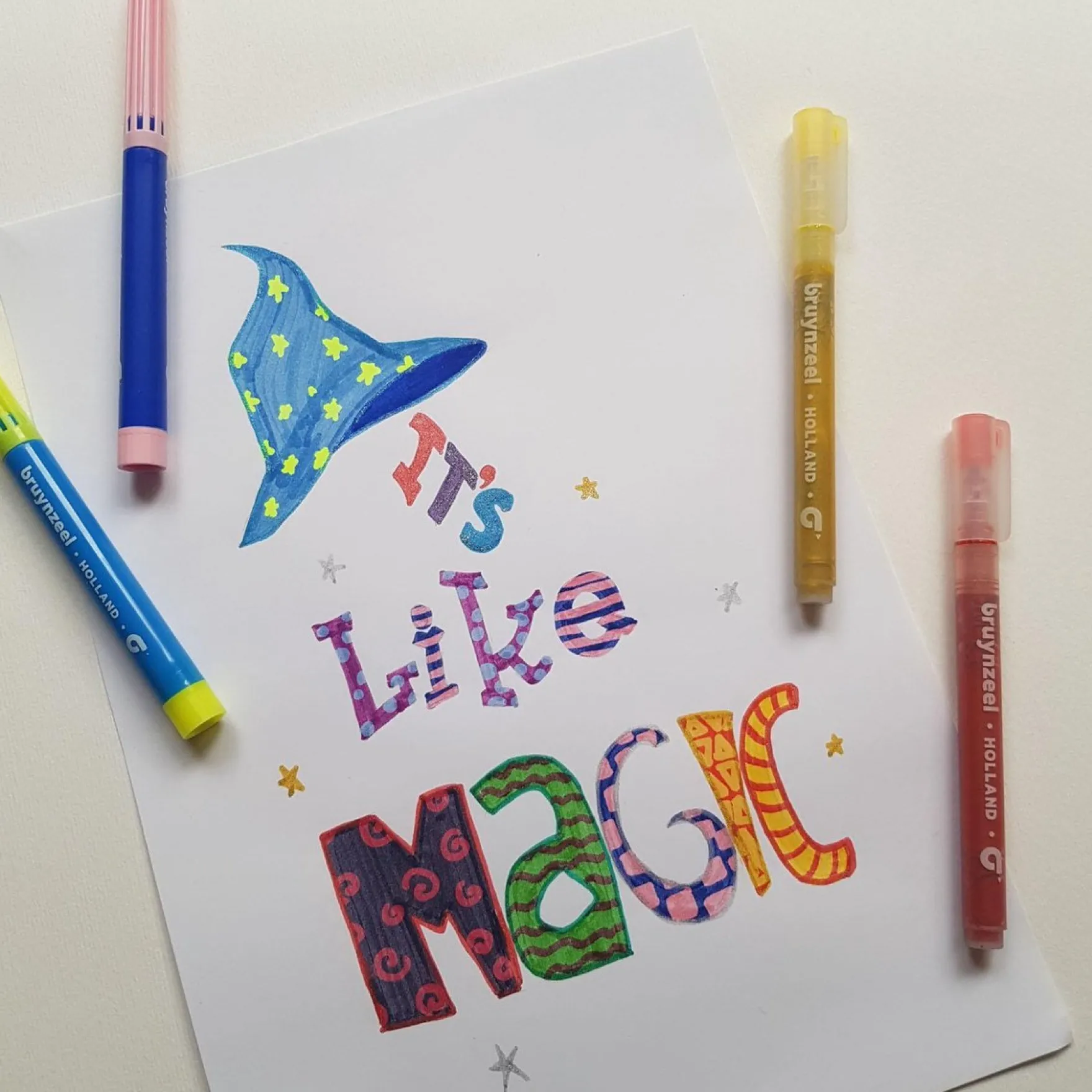 Glitter Viltstiften Bruynzeel 6 Stuks