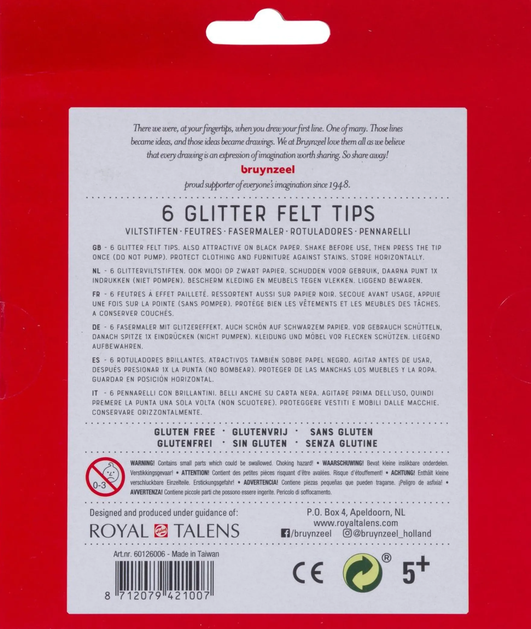 Glitter Viltstiften Bruynzeel 6 Stuks