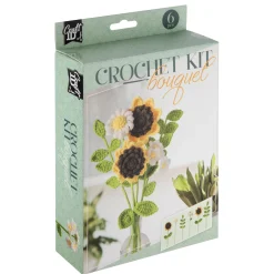 Haakset Bloemen Boeket Geel 16x5,5x21Cm