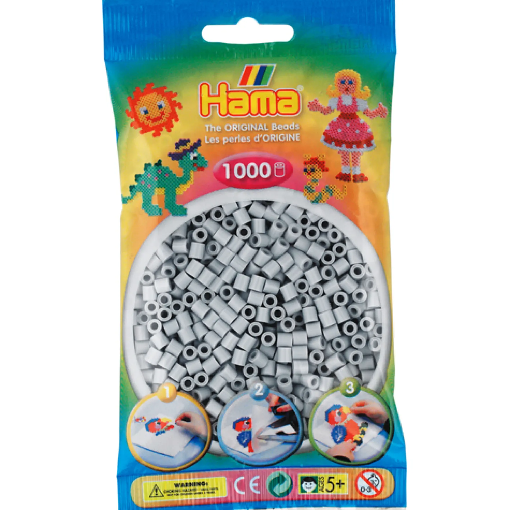 Hama Strijkkralen 1000 Stuks Licht Grijs