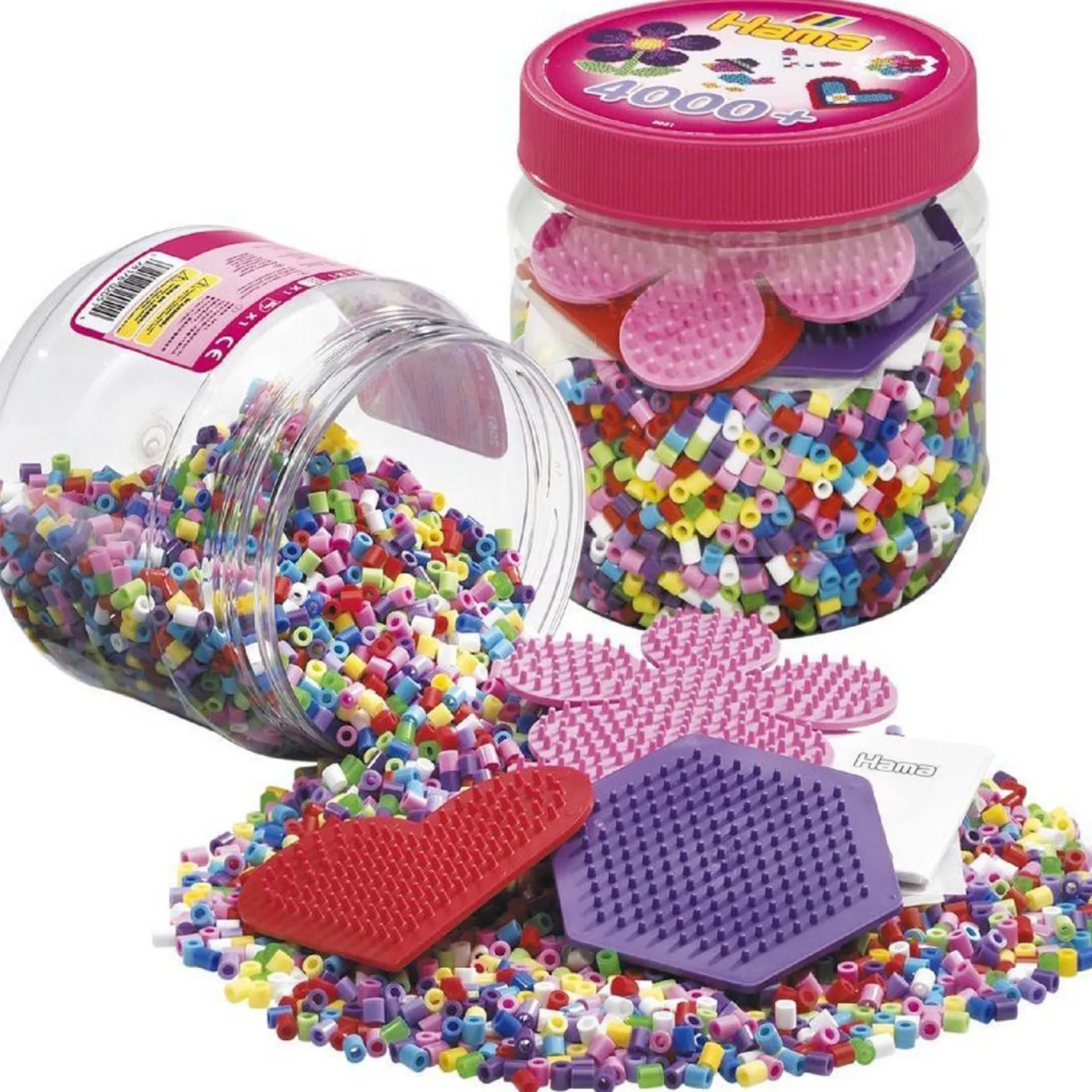 Hama Strijkkralen Ton Met 4000 Stuks + 3 Platen Roze