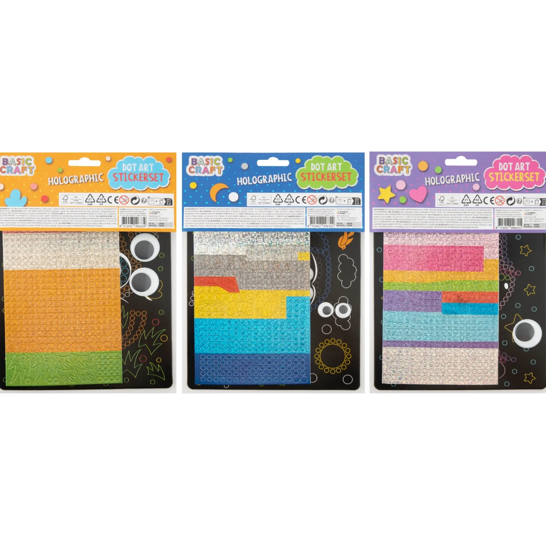 Holographic Dot Stickerset, 3 ass. 22 x 18 cm