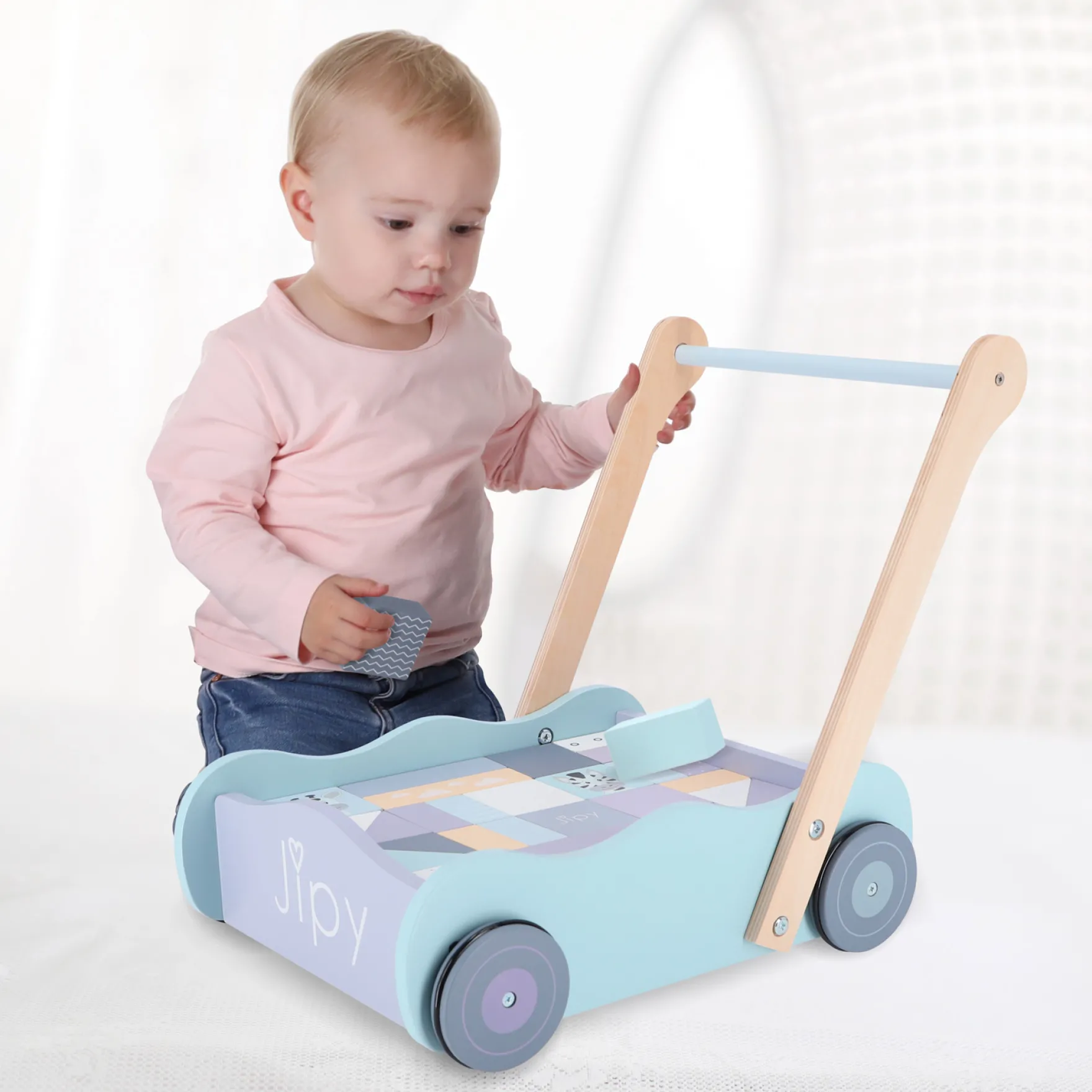 Jipy Houten Blokkenkar Met Blokken Hout Uni