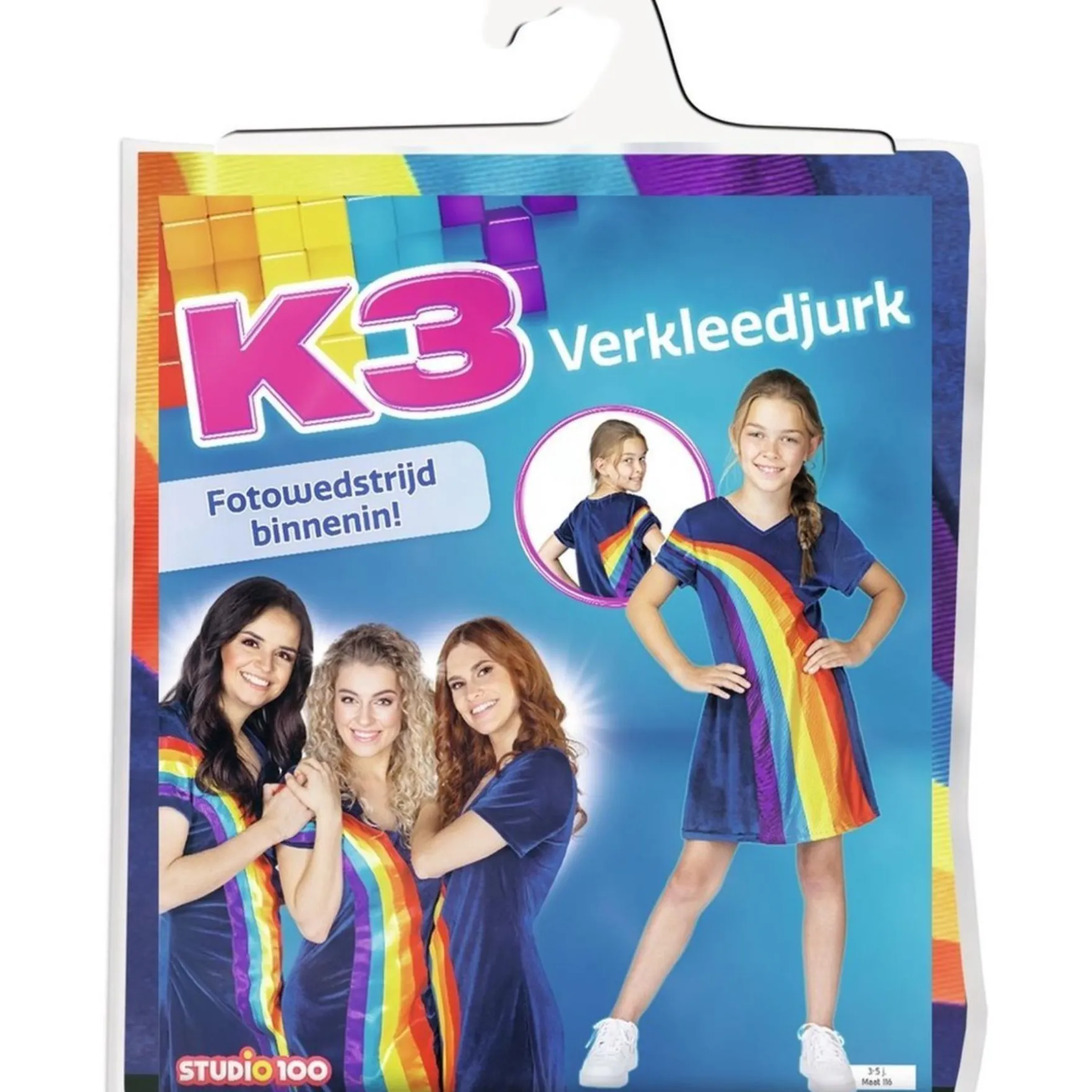 K3 Verkleedkleding Jurk Regenboog Blauw v