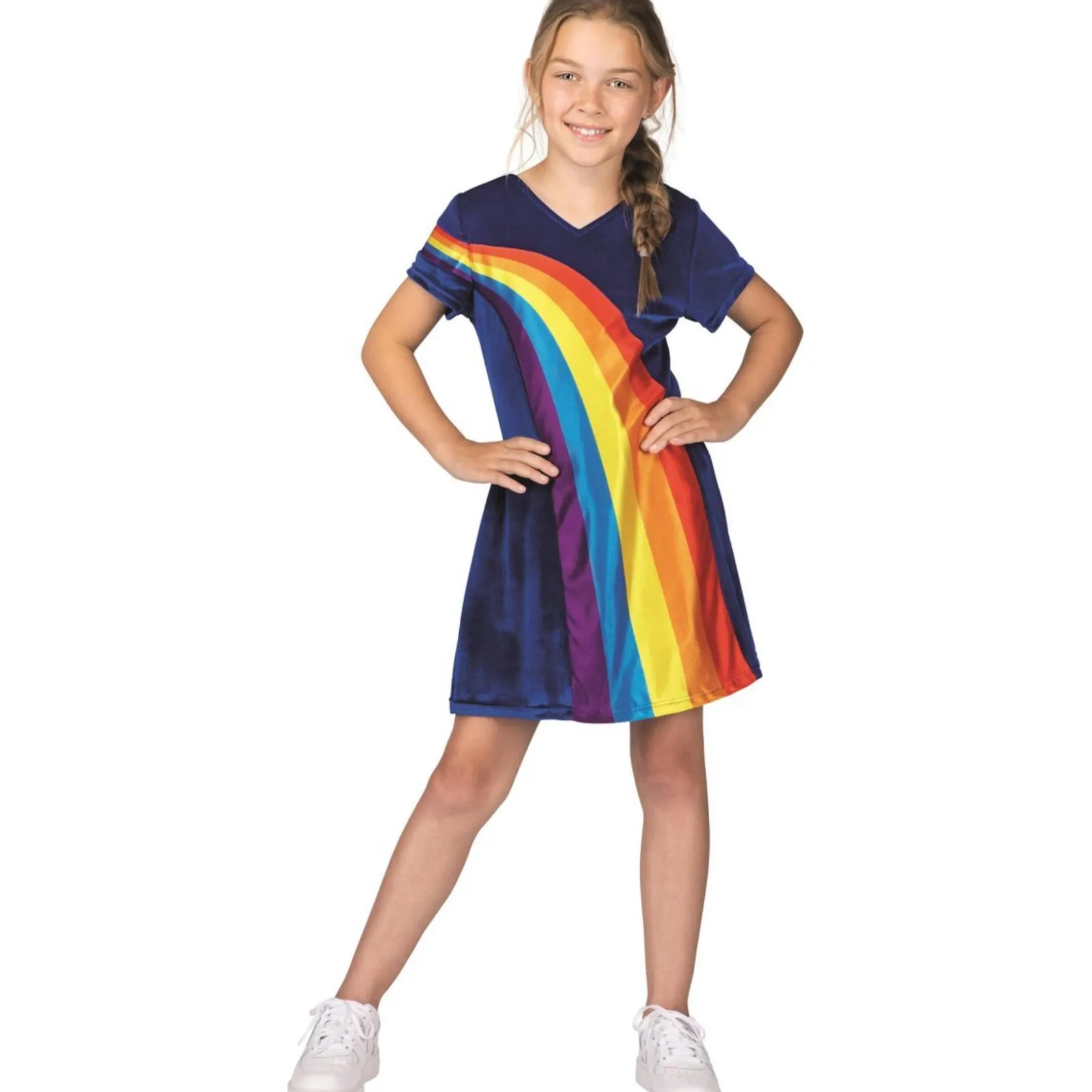 K3 Verkleedkleding Jurk Regenboog Blauw v